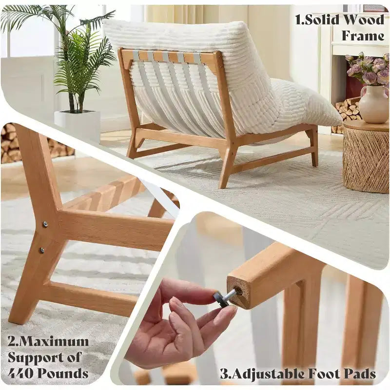 Oversized Sofa Chair, 46 Modern Accent Chair with Plush Cushion, Sofa-Style Bean Bag Lazy Lounge for Living Room