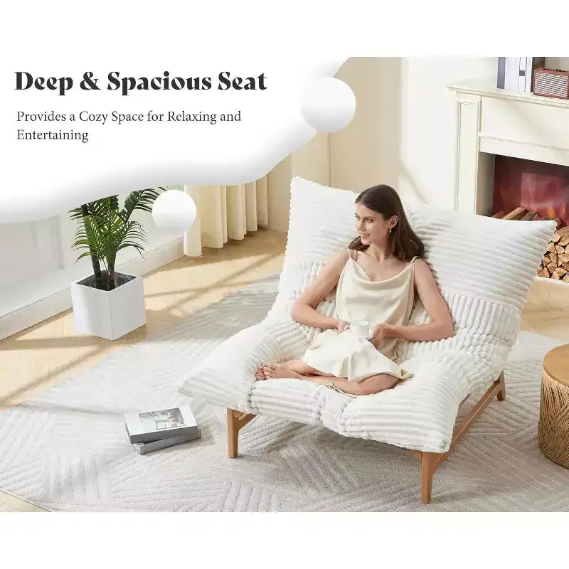 Oversized Sofa Chair, 46 Modern Accent Chair with Plush Cushion, Sofa-Style Bean Bag Lazy Lounge for Living Room