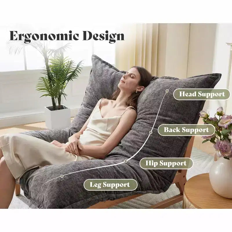 Oversized Sofa Chair, 46 Modern Accent Chair with Plush Cushion, Sofa-Style Bean Bag Lazy Lounge for Living Room