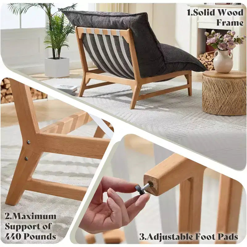 Oversized Sofa Chair, 46 Modern Accent Chair with Plush Cushion, Sofa-Style Bean Bag Lazy Lounge for Living Room