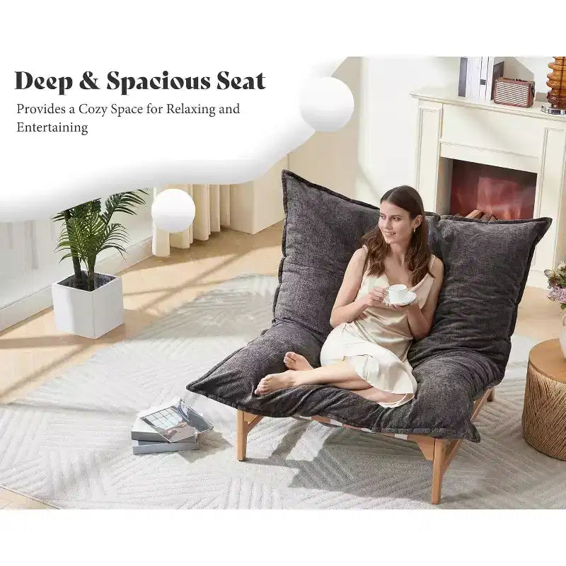 Oversized Sofa Chair, 46 Modern Accent Chair with Plush Cushion, Sofa-Style Bean Bag Lazy Lounge for Living Room