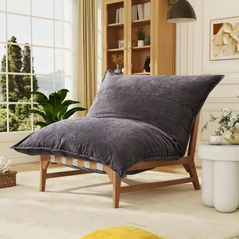 AMERLIFE Oversized Sofa Chair, 46 Modern Accent Chair with Plush Cushion, Sofa-Style Bean Bag Lazy Lounge for Living Room