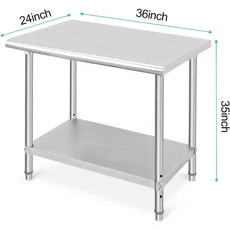 Stainless Steel Table 30 x 24 x 35 Inch Commercial Work Table, Workbench Heavy Duty Prep Worktable Metal Work Table with Adjustable Feet