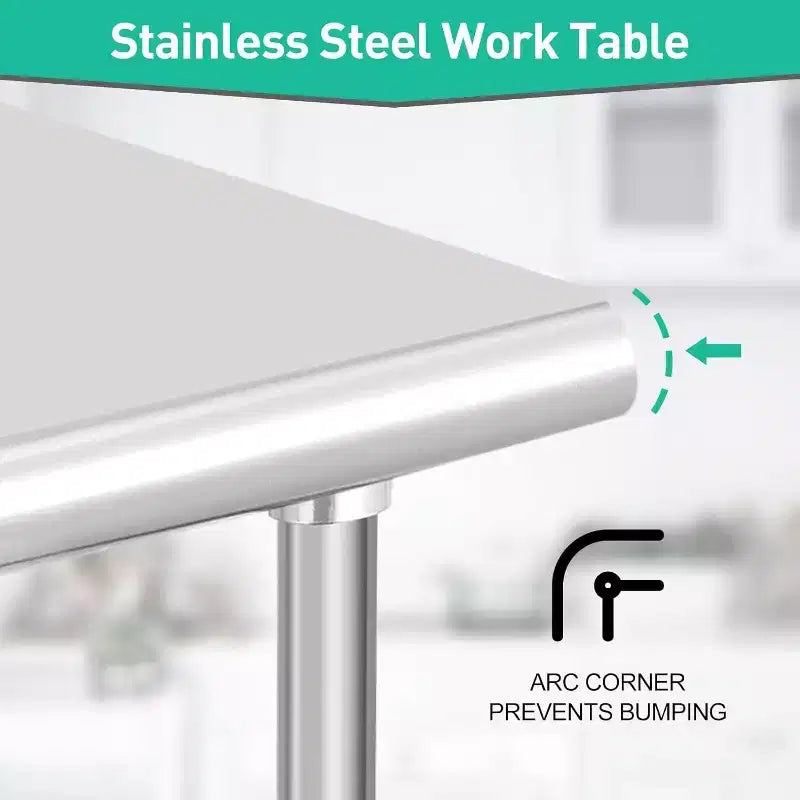 Stainless Steel Table 30 x 24 x 35 Inch Commercial Work Table, Workbench Heavy Duty Prep Worktable Metal Work Table with Adjustable Feet
