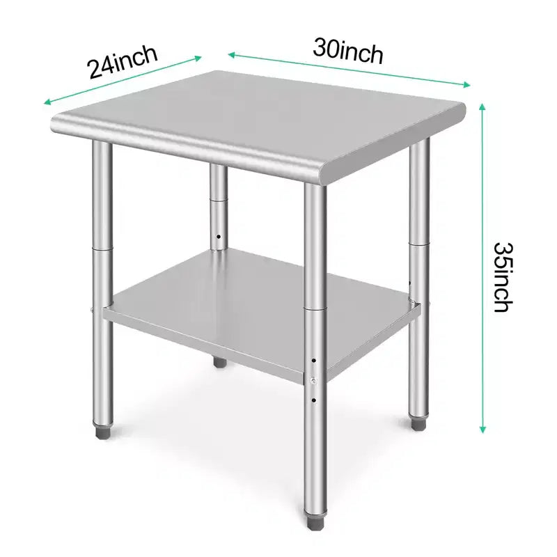 Stainless Steel Table 30 x 24 x 35 Inch Commercial Work Table, Workbench Heavy Duty Prep Worktable Metal Work Table with Adjustable Feet
