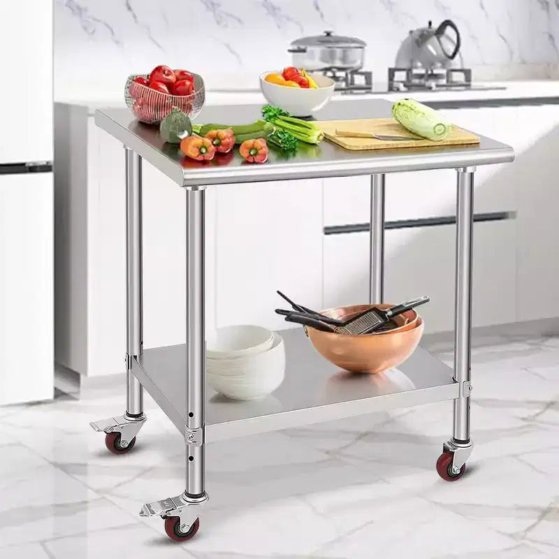 Stainless Steel Table 30 x 24 x 35 Inch Commercial Work Table, Workbench Heavy Duty Prep Worktable Metal Work Table with Adjustable Feet