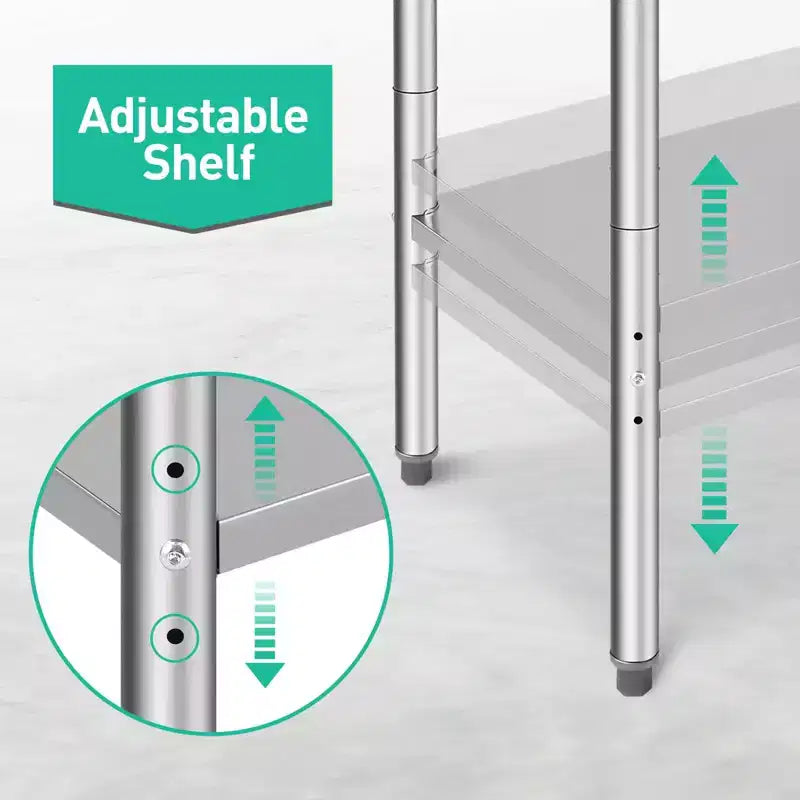 Stainless Steel Table 30 x 24 x 35 Inch Commercial Work Table, Workbench Heavy Duty Prep Worktable Metal Work Table with Adjustable Feet