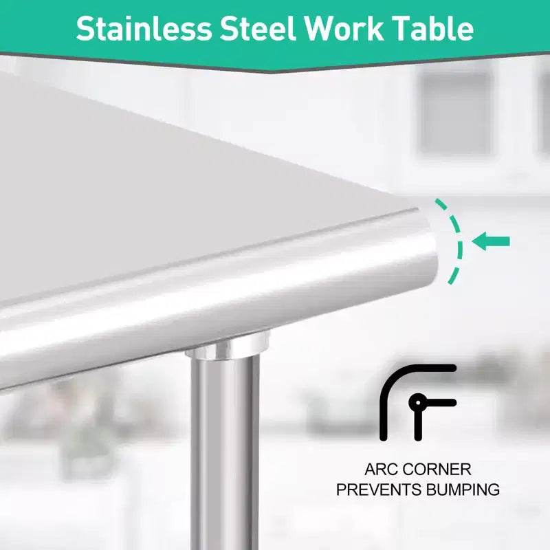 Stainless Steel Table 30 x 24 x 35 Inch Commercial Work Table, Workbench Heavy Duty Prep Worktable Metal Work Table with Adjustable Feet