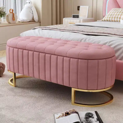 TUYOHW 47 Chic End of Bed Storage Ottoman Bench,Exquisite Velvet Bench with Gold Metal Legs,Accent Ottoman for Living Room,400lbs Capacity