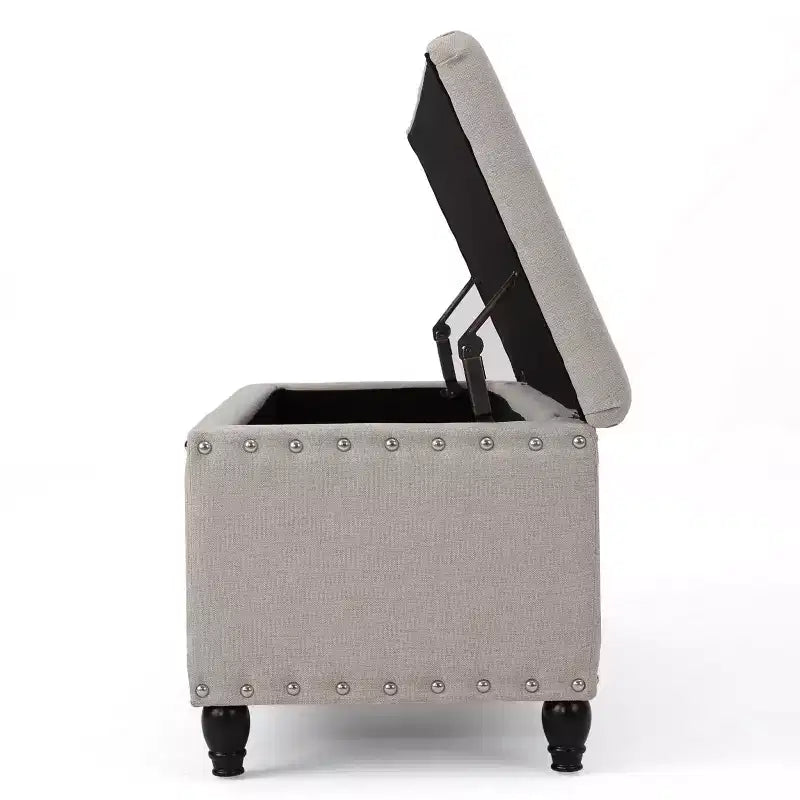 Modern Storage Ottoman with Nail Trims Decorated, Bench with Ample Storage, End Of Bed Bench for Bedroom, Living Room
