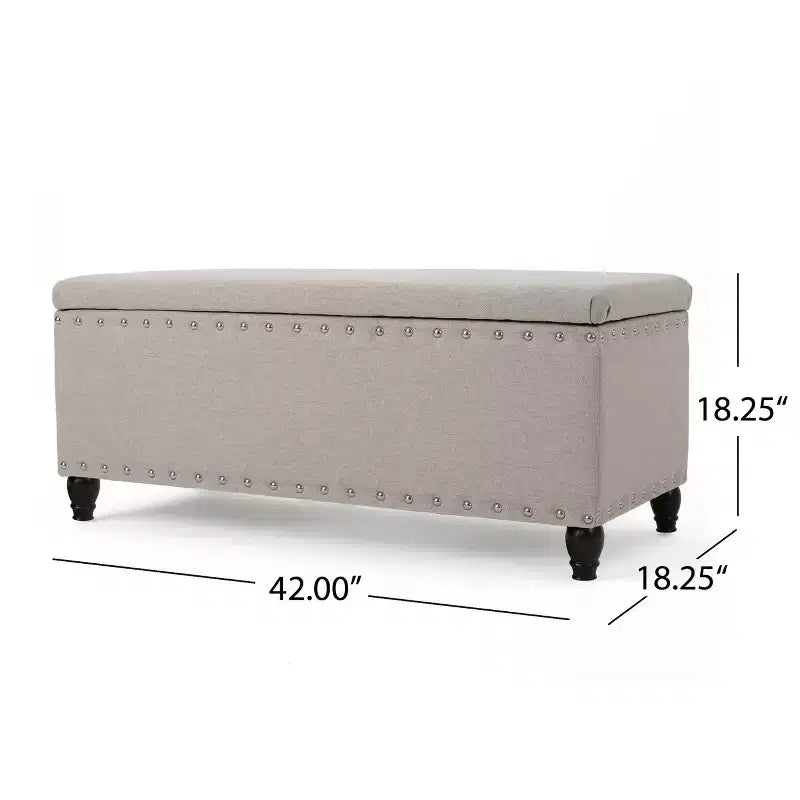 Modern Storage Ottoman with Nail Trims Decorated, Bench with Ample Storage, End Of Bed Bench for Bedroom, Living Room