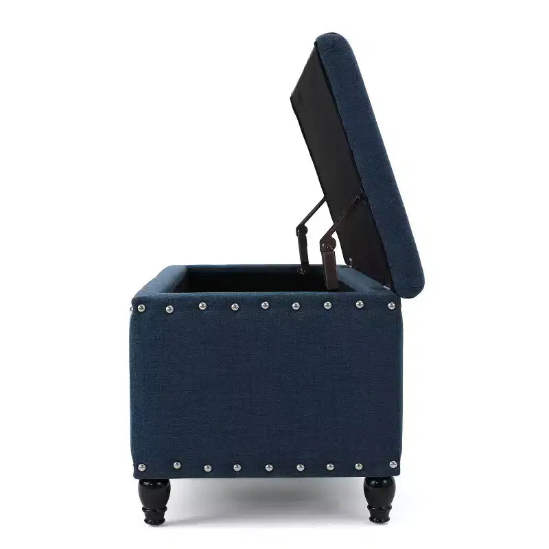Modern Storage Ottoman with Nail Trims Decorated, Bench with Ample Storage, End Of Bed Bench for Bedroom, Living Room