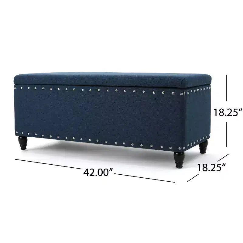Modern Storage Ottoman with Nail Trims Decorated, Bench with Ample Storage, End Of Bed Bench for Bedroom, Living Room