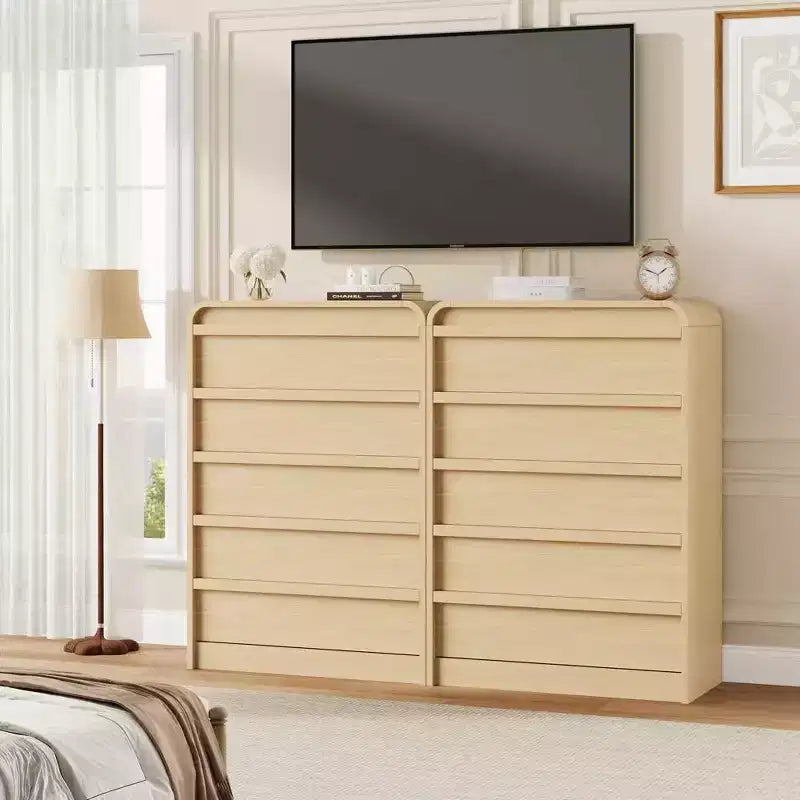 45 Arched White 5-Drawer Dresser, Curved Wood Chest for Bedroom, Living Room and Nursery