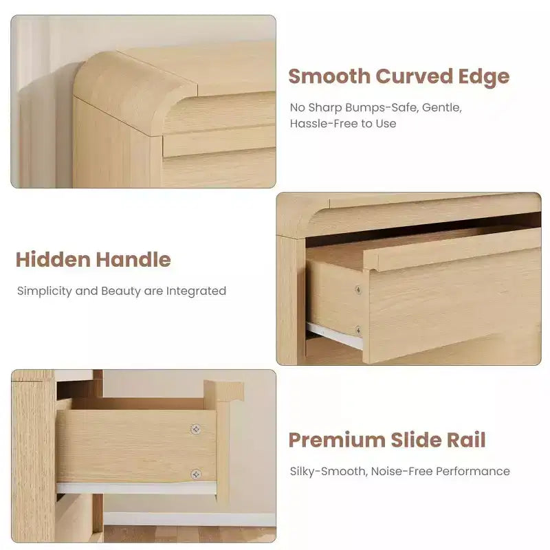 45 Arched White 5-Drawer Dresser, Curved Wood Chest for Bedroom, Living Room and Nursery