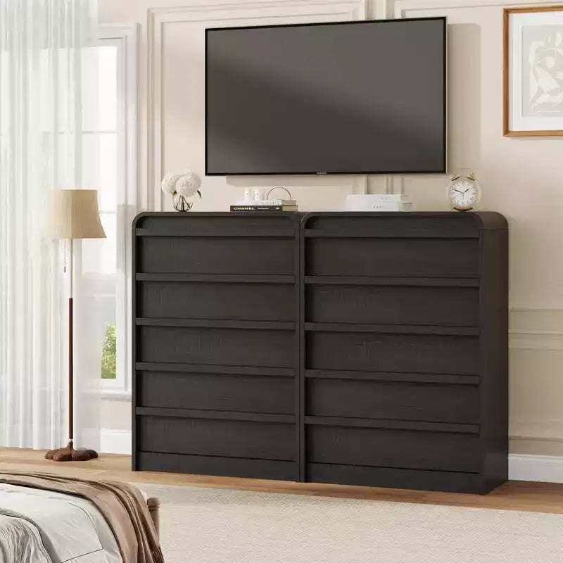 45 Arched White 5-Drawer Dresser, Curved Wood Chest for Bedroom, Living Room and Nursery