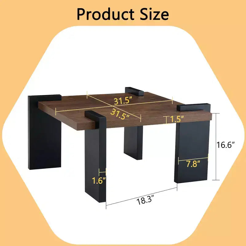 Modern Coffee Table with Tenon-Mortise Structure for Small Living Room, Apartment