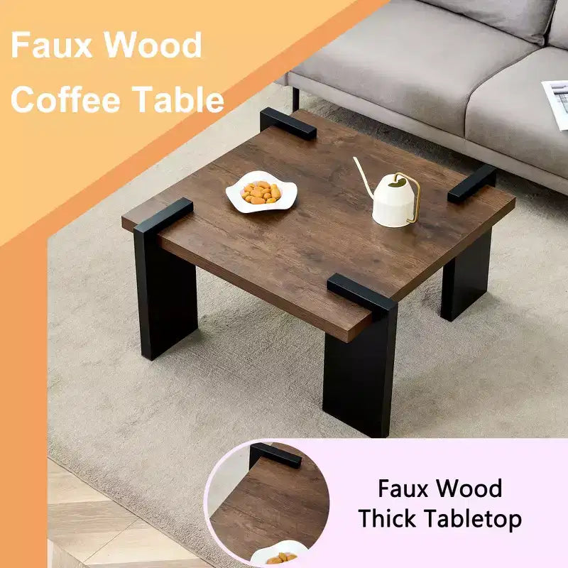 Modern Coffee Table with Tenon-Mortise Structure for Small Living Room, Apartment