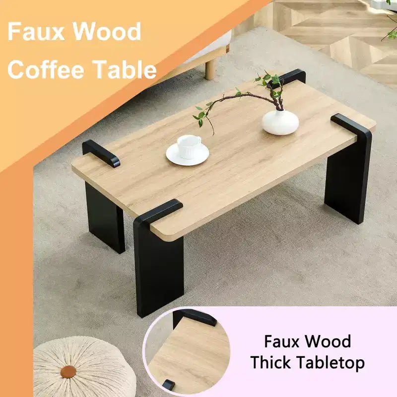 Modern Coffee Table with Tenon-Mortise Structure for Small Living Room, Apartment