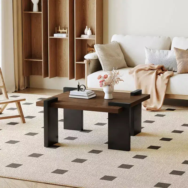 Modern Coffee Table with Tenon-Mortise Structure for Small Living Room, Apartment