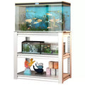 VIYET 31 3-Tier Adjustable Fish Tank Stand - 400lbs Heavy-Duty Metal Aquarium Stand for 20-30 Gallon, Antique White with Floor Pads