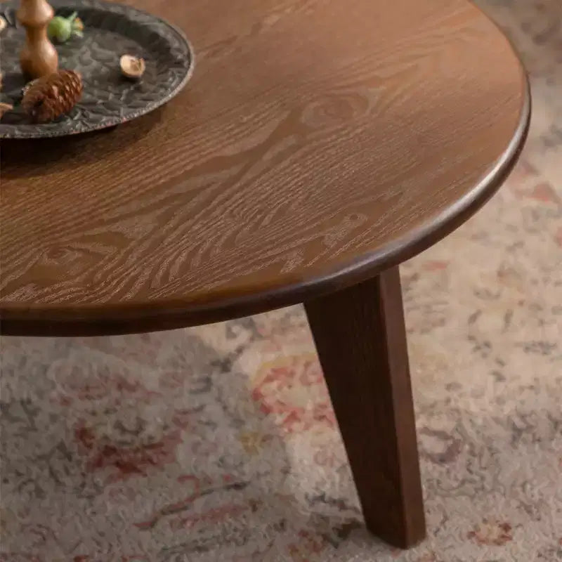 Maxax 31.4 Round Wooden Coffee Table, 3-Tapered Leg Mid-Century Coffee Table for Boho/Farmhouse/Modern Spaces