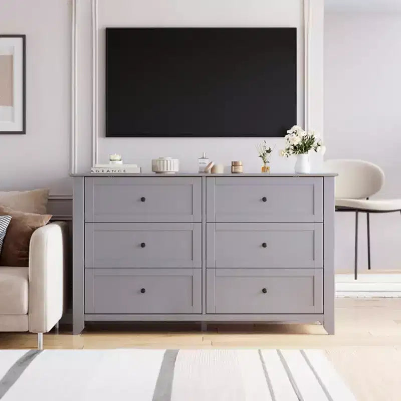 6 Drawer Dresser, 54 Wide Modern Storage Chest for Bedroom, Deep Drawers Organizer for Clothes, Living Room, Hallway