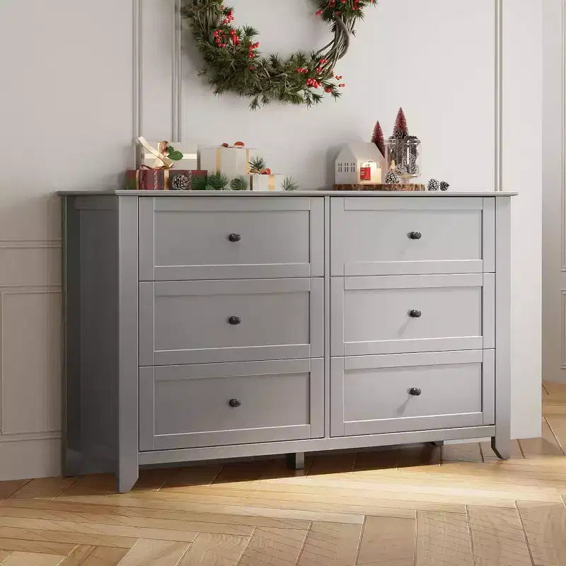 6 Drawer Dresser, 54 Wide Modern Storage Chest for Bedroom, Deep Drawers Organizer for Clothes, Living Room, Hallway