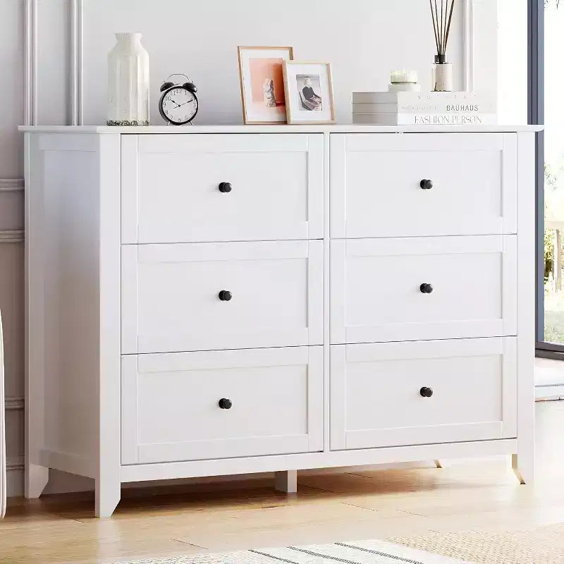 6 Drawer Dresser, 54 Wide Modern Storage Chest for Bedroom, Deep Drawers Organizer for Clothes, Living Room, Hallway