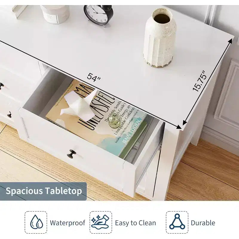 6 Drawer Dresser, 54 Wide Modern Storage Chest for Bedroom, Deep Drawers Organizer for Clothes, Living Room, Hallway