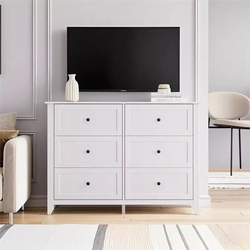 6 Drawer Dresser, 54 Wide Modern Storage Chest for Bedroom, Deep Drawers Organizer for Clothes, Living Room, Hallway