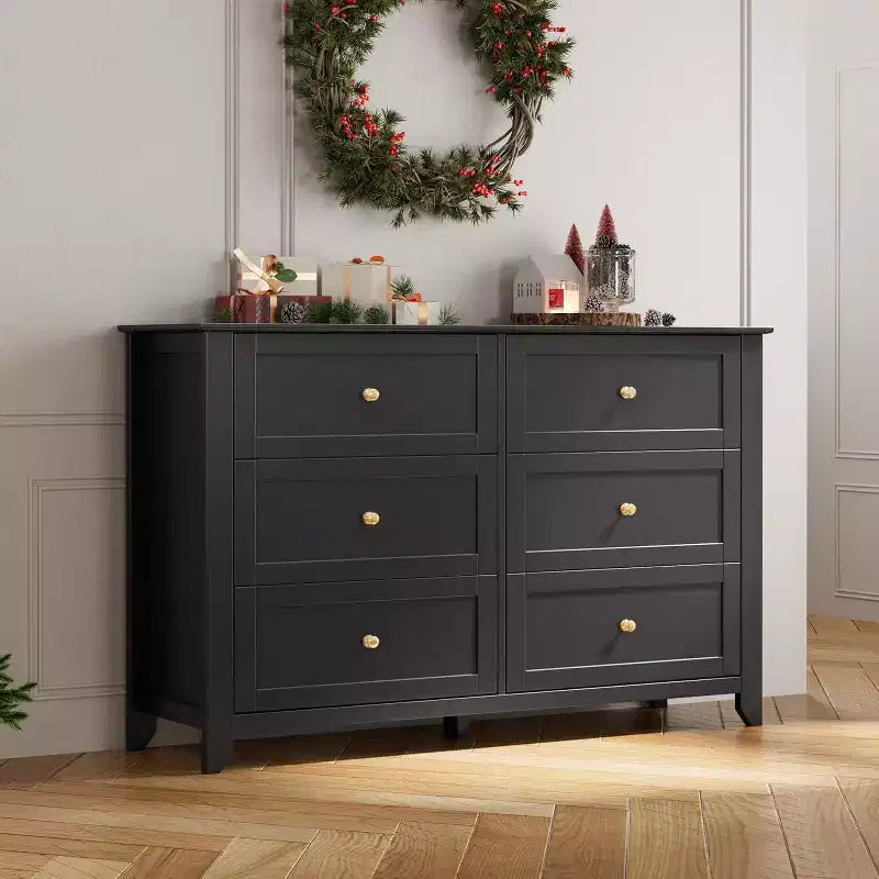 6 Drawer Dresser, 54 Wide Modern Storage Chest for Bedroom, Deep Drawers Organizer for Clothes, Living Room, Hallway