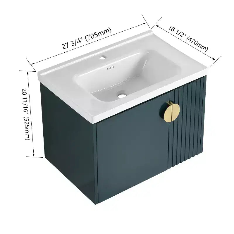 Bathroom Vanity Cabinet with White Ceramic Sink, Floating Bathroom Vanity Wall Mounted Bathroom Vanity and Sink Combo with Soft-Close Door