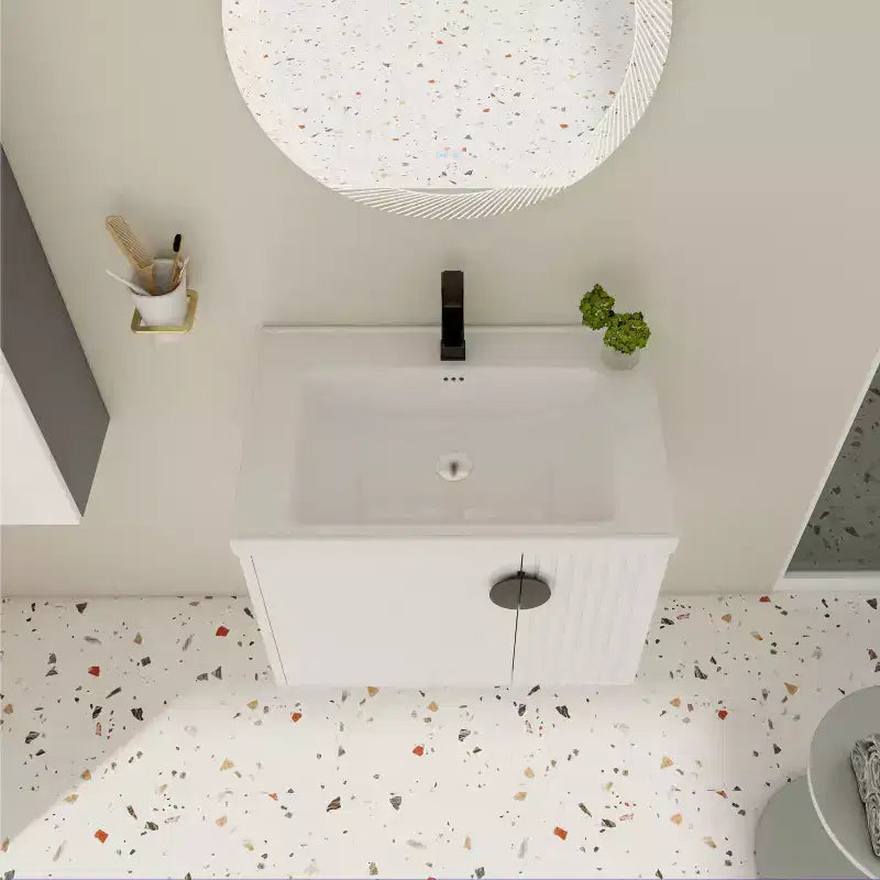 Bathroom Vanity Cabinet with White Ceramic Sink, Floating Bathroom Vanity Wall Mounted Bathroom Vanity and Sink Combo with Soft-Close Door