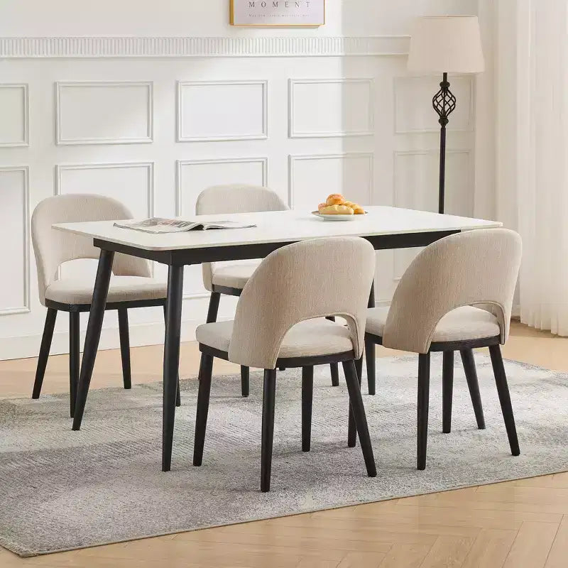 Set of 2 Upholstered Dining Chair, Modern Wood Kitchen Chairs with Back and Padded Cushion, Accent Side Chairs for Dining Room, Living Room