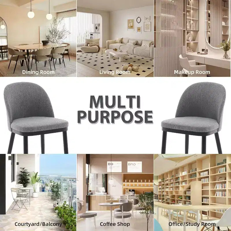 Set of 2 Upholstered Dining Chair, Modern Wood Kitchen Chairs with Back and Padded Cushion, Accent Side Chairs for Dining Room, Living Room