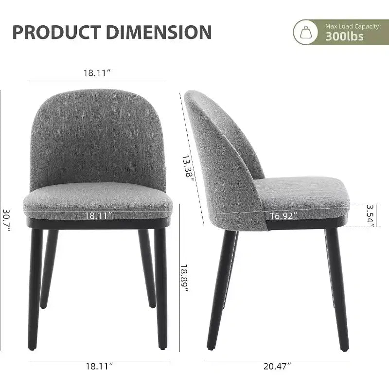 Set of 2 Upholstered Dining Chair, Modern Wood Kitchen Chairs with Back and Padded Cushion, Accent Side Chairs for Dining Room, Living Room