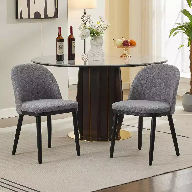 Set of 2 Upholstered Dining Chair, Modern Wood Kitchen Chairs with Back and Padded Cushion, Accent Side Chairs for Dining Room, Living Room