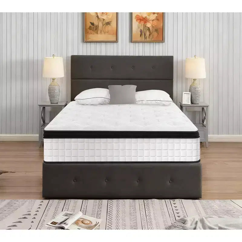 Twin 12 Inch Hybrid Mattress, Individual Pocket Spring, 7-Zone Memory Foam, Knitted Cover, CertiPUR-US Certified, White