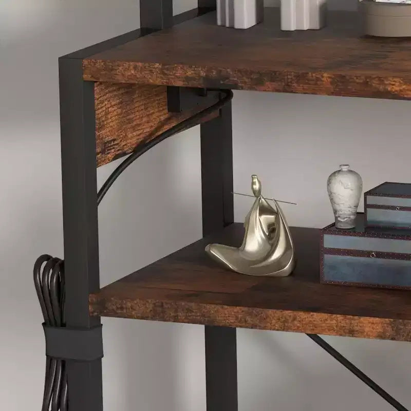 Multi-Tier Storage Organizer Rack 6-Tier Shelves with Power Outlets Microwave Stand Storage Cabinet Open Shelves for Kitchen Dining Living Room