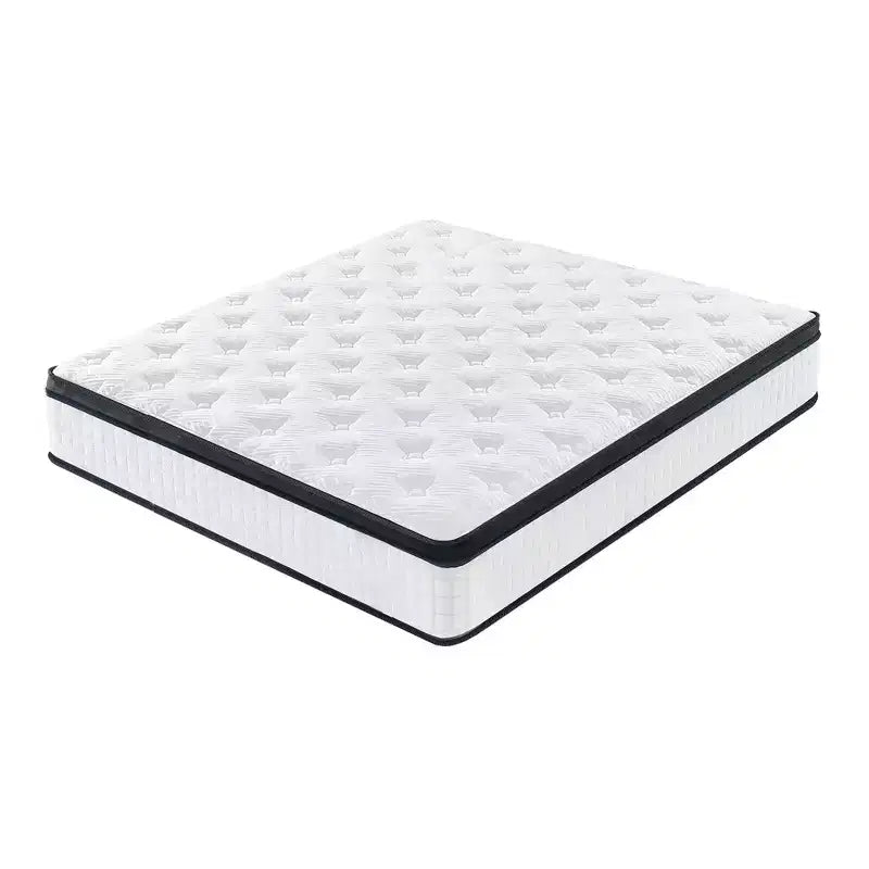 Full Size 12 Inch Hybrid Mattress, Individual Pocket Springs, 7-Zone Memory Foam, Knitted Cover, CertiPUR-US Certified, White