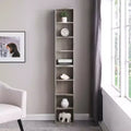 MAYEERTY 8 Layer Adjustable Shelf, Display, Ultre-thin Bookshelf with a Wavy Border Design for Living Room Gray