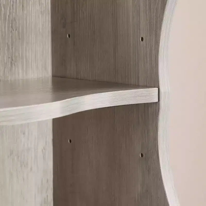 8 Layer Adjustable Shelf, Display, Ultre-thin Bookshelf with a Wavy Border Design for Living Room Gray
