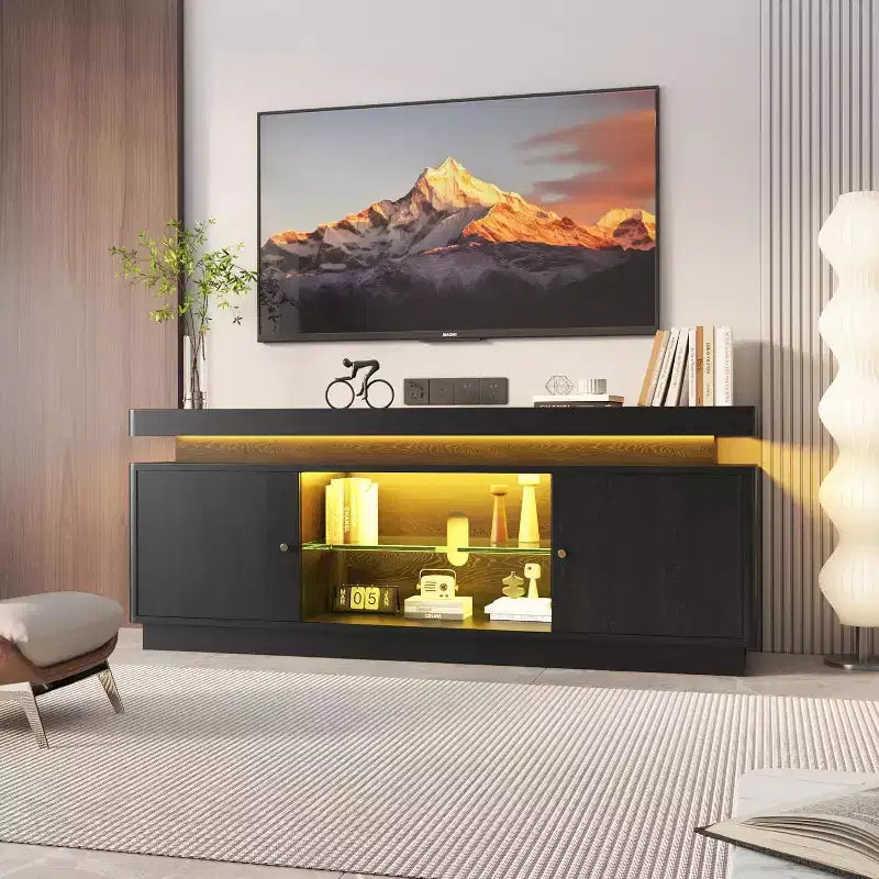 63'' TV Stand, Entertainment Center with Storage and Adjustable Shelf, Modern Media Console for Living Room