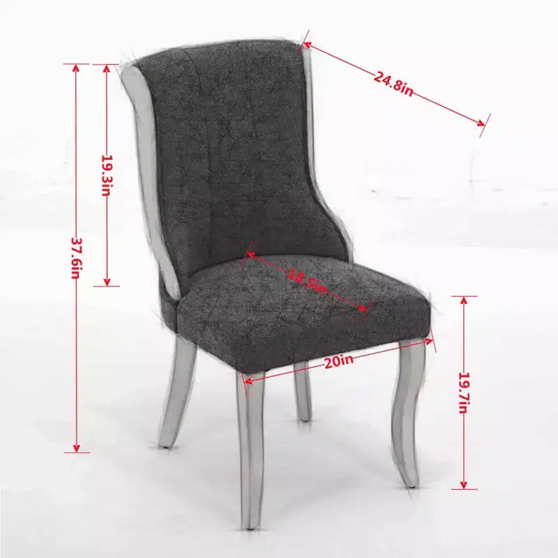 Snow Velvet Dining Chairs Set of 2,Modern Upholstered Lounge Chairs with Curved Wood Trim,Sculpted Legs,Accent Chair for Dining Room