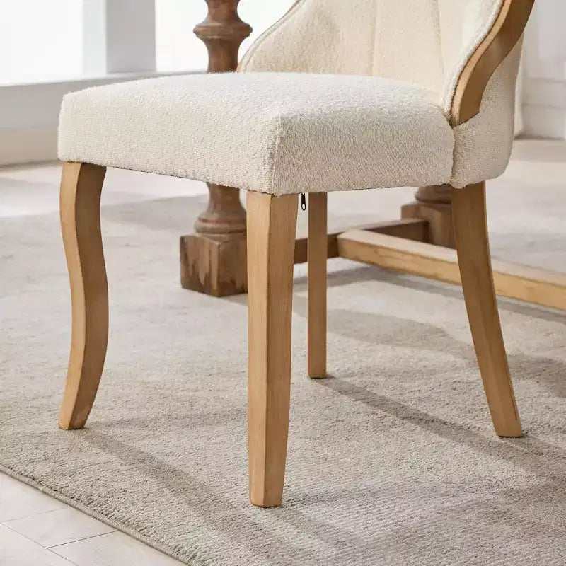 Snow Velvet Dining Chairs Set of 2,Modern Upholstered Lounge Chairs with Curved Wood Trim,Sculpted Legs,Accent Chair for Dining Room