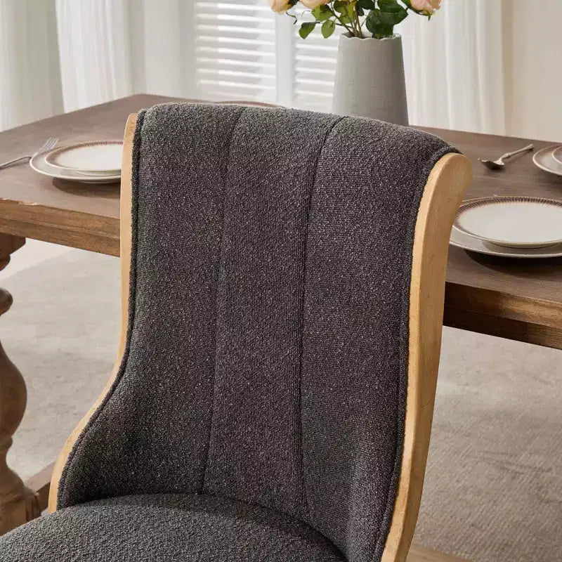 Snow Velvet Dining Chairs Set of 2,Modern Upholstered Lounge Chairs with Curved Wood Trim,Sculpted Legs,Accent Chair for Dining Room