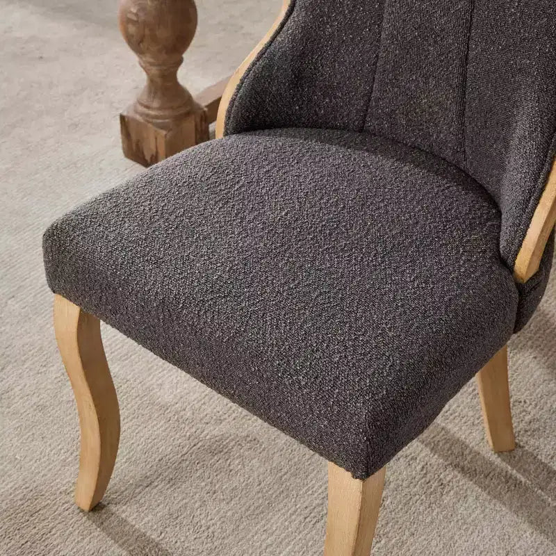 Snow Velvet Dining Chairs Set of 2,Modern Upholstered Lounge Chairs with Curved Wood Trim,Sculpted Legs,Accent Chair for Dining Room
