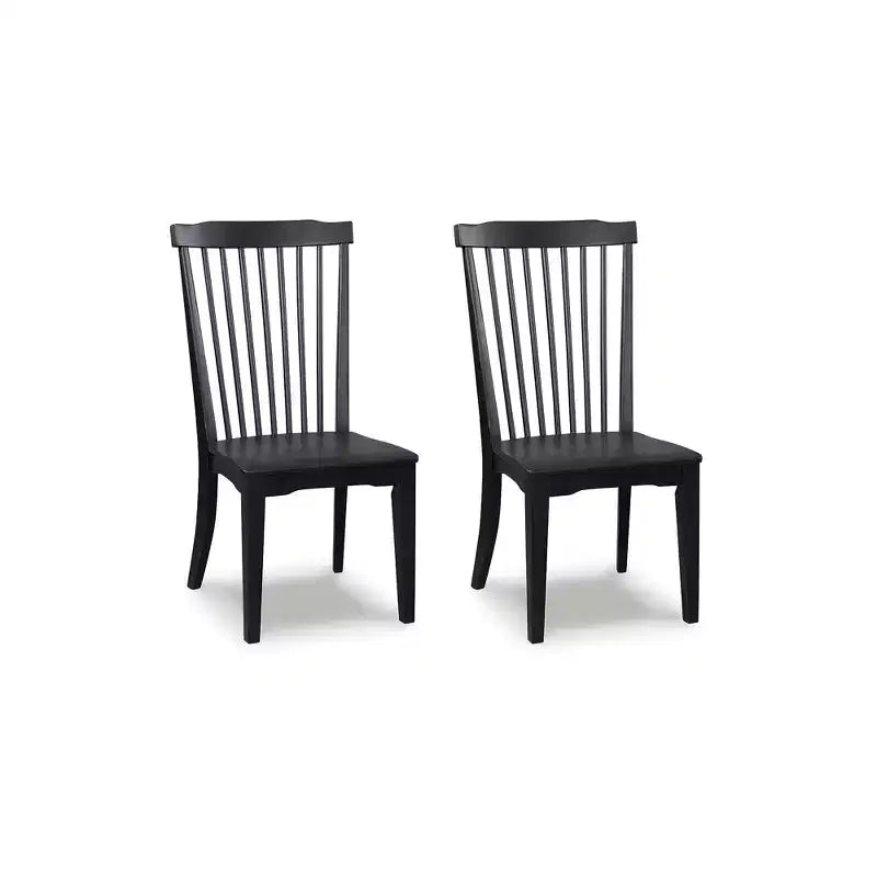 Chadworth Dining Room Side Chairs, Set of 2, Black Wood Spindle-Back Design