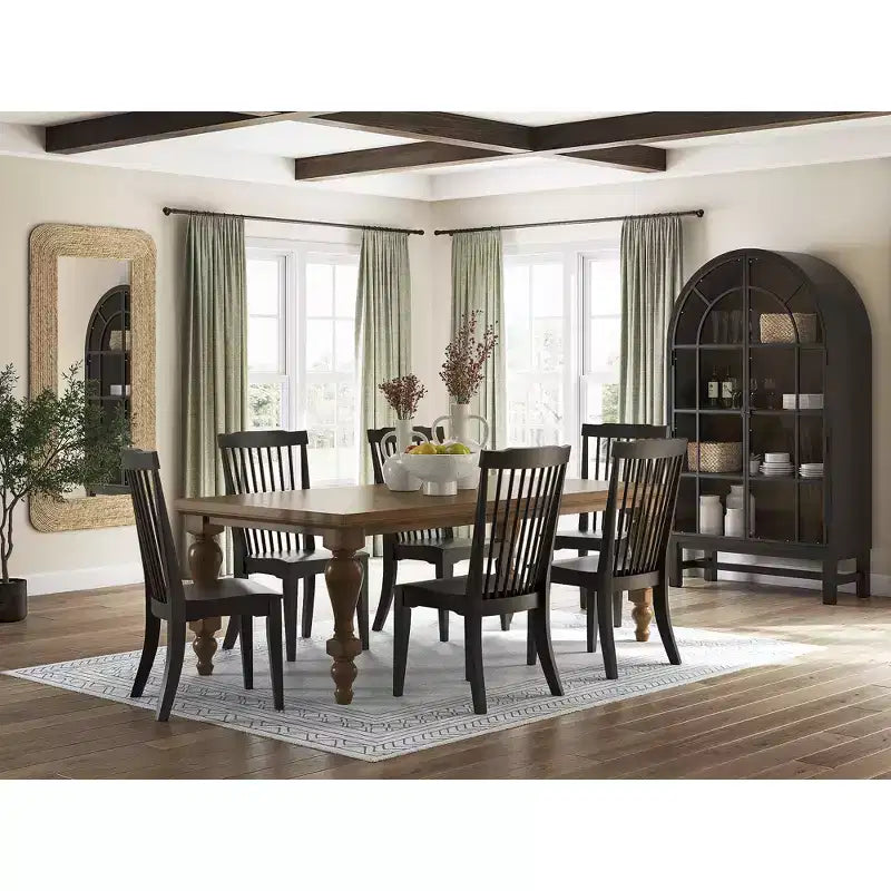 Chadworth Dining Room Side Chairs, Set of 2, Black Wood Spindle-Back Design